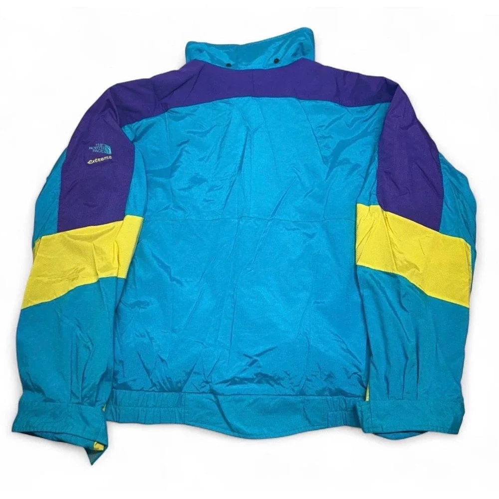 Vintage North Face Extreme Jacket Mens XL Colorblock Teal Purple Yellow 90s Wind
